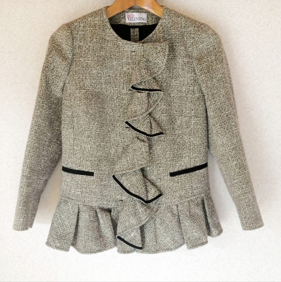 RED Valentino RARE Ruffled Tweed Blazer Jacket - Picture 13 of 14